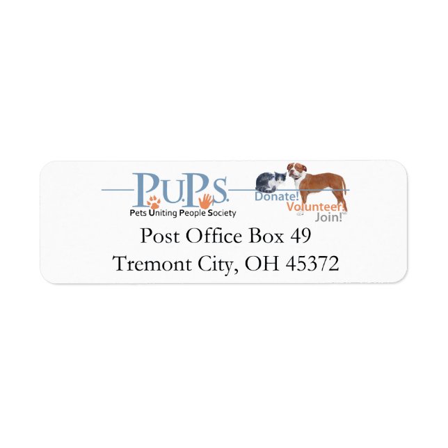 Étiquettes d'adresse de retour de PUPs (Devant)