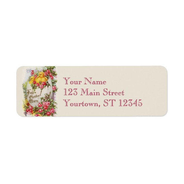 Étiquettes d'adresse de retour de roses de Pâques  (Devant)