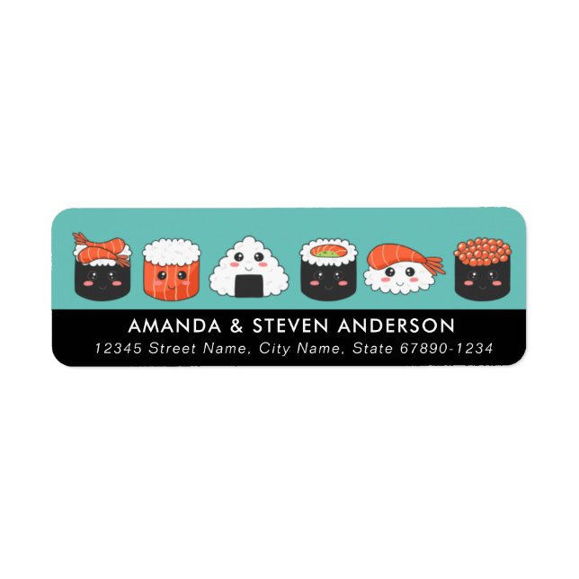 Étiquettes d'adresse de retour de Sushi (Devant)