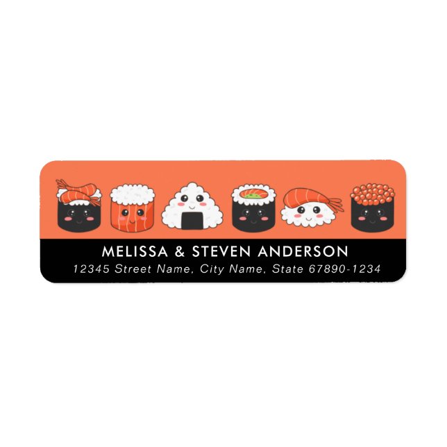 Étiquettes d'adresse de retour de Sushi (Devant)