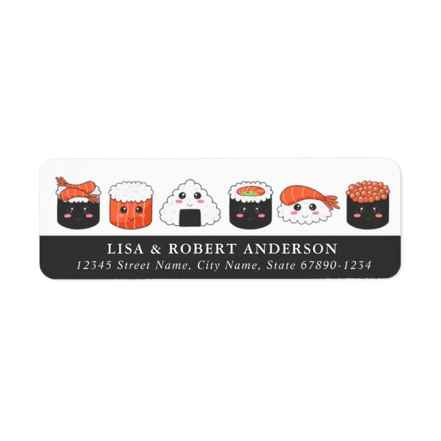 Étiquettes d'adresse de retour de Sushi (Devant)