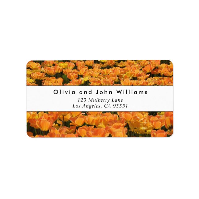 Étiquettes d'adresse de retour de tulipes orange é (Devant)