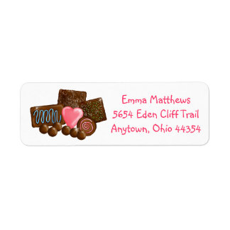 Étiquettes d'adresse de retour des chocolats sucré