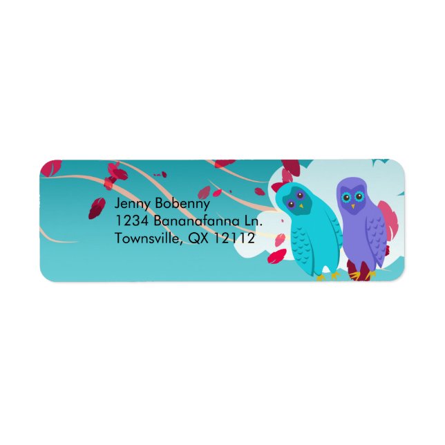 Étiquettes d'adresse de retour des chouettes enchâ (Devant)