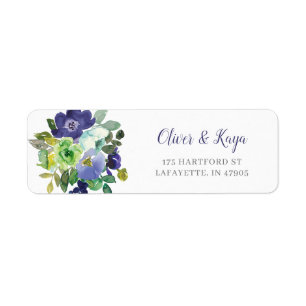 Étiquettes d'adresse de retour des fleurs d'aquare