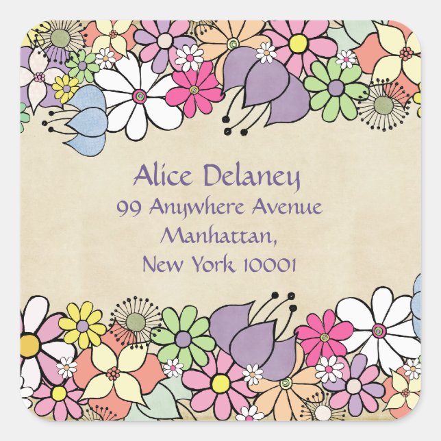 Étiquettes d'adresse de retour des fleurs de print (Devant)