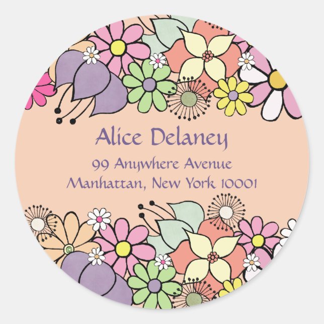 Étiquettes d'adresse de retour des fleurs de print (Devant)