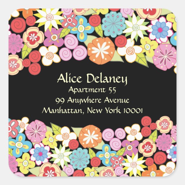Étiquettes d'adresse de retour des fleurs de print (Devant)