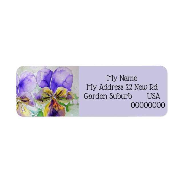 Étiquettes d'adresse de retour des fleurs de viola (Devant)