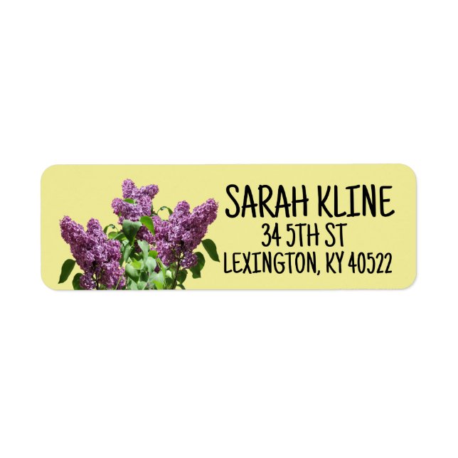 ÉTIQUETTES D'ADRESSE DE RETOUR DES FLEURS LILACS (Devant)