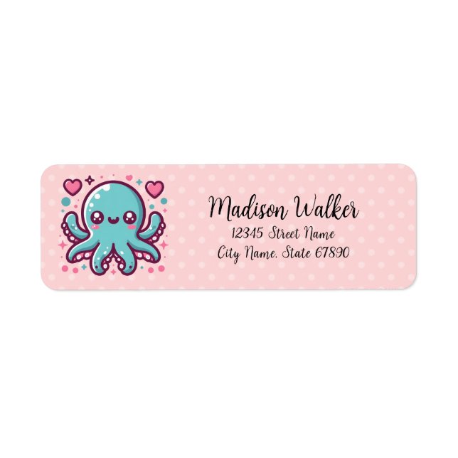 Étiquettes d'adresse de retour d'Octopus (Devant)