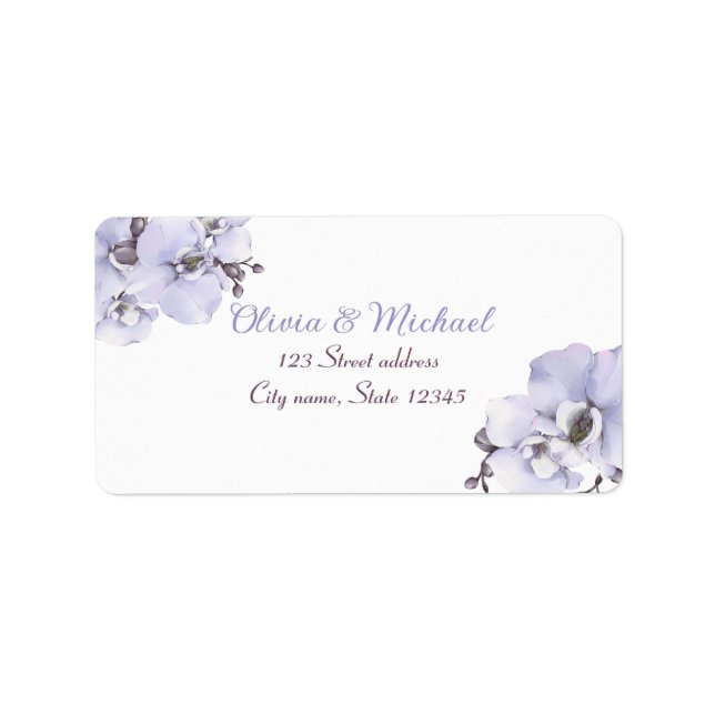 Étiquettes d'adresse de retour d'orchidée lavande  (Devant)