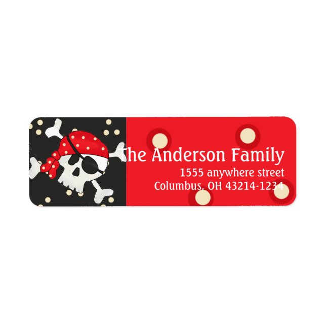 Étiquettes d'adresse de retour du crâne pirate (Devant)