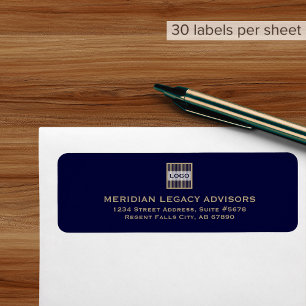 Étiquettes d'adresse de retour du logo bleu marine
