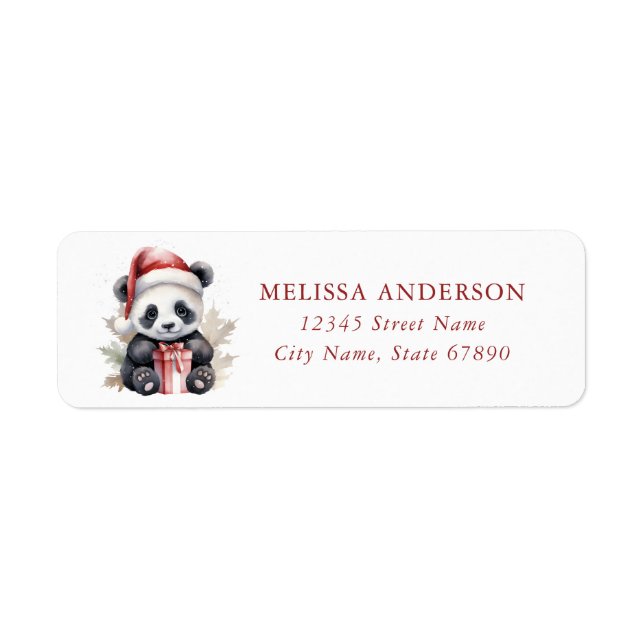 Étiquettes d'adresse de retour du panda de Noël (Devant)
