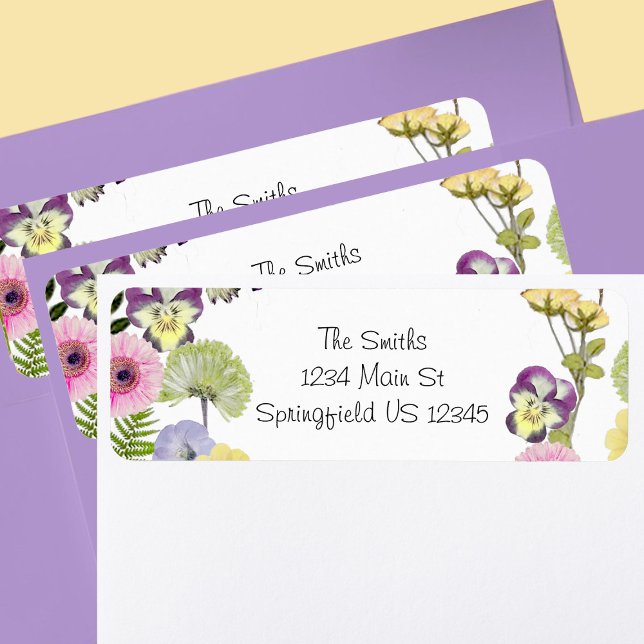 Étiquettes d'adresse de retour du thème fleur sauv (Créateur téléchargé)