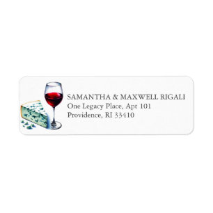 Étiquettes d'adresse de retour du vin et du fromag