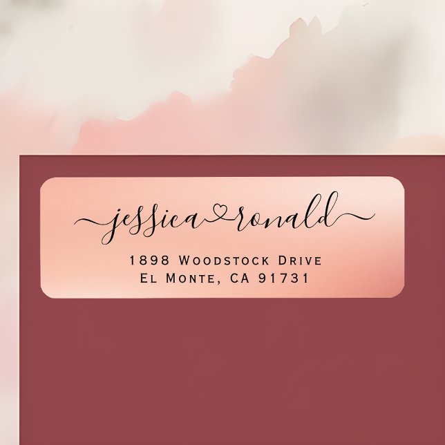Étiquettes d'adresse de retour en calligraphie Or  (Love Forever Enveloped in Modern Elegance ❤️✉️)