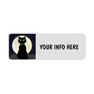 ÉTIQUETTES D'ADRESSE DE RETOUR EN NOIR CAT & LUNE