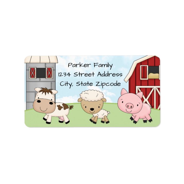 Étiquettes d'adresse de retour │ Ferme Barnyard (Devant)
