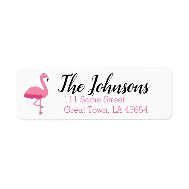 Étiquettes d'adresse de retour Flamant Rose Tropic (Devant)
