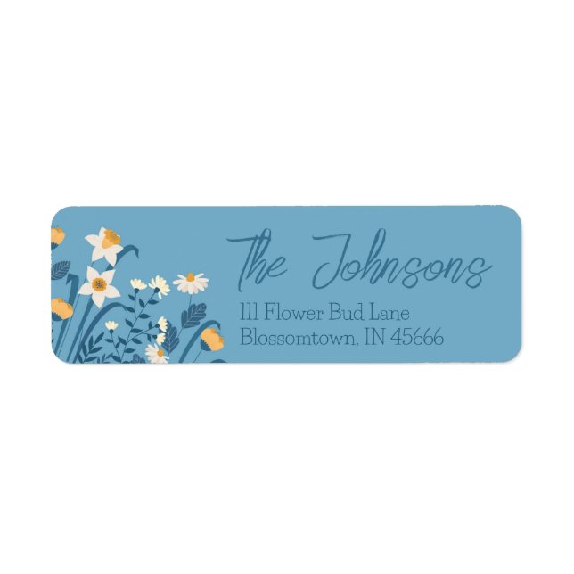 Étiquettes d'adresse de retour Fleur de Bleu Daisy (Devant)