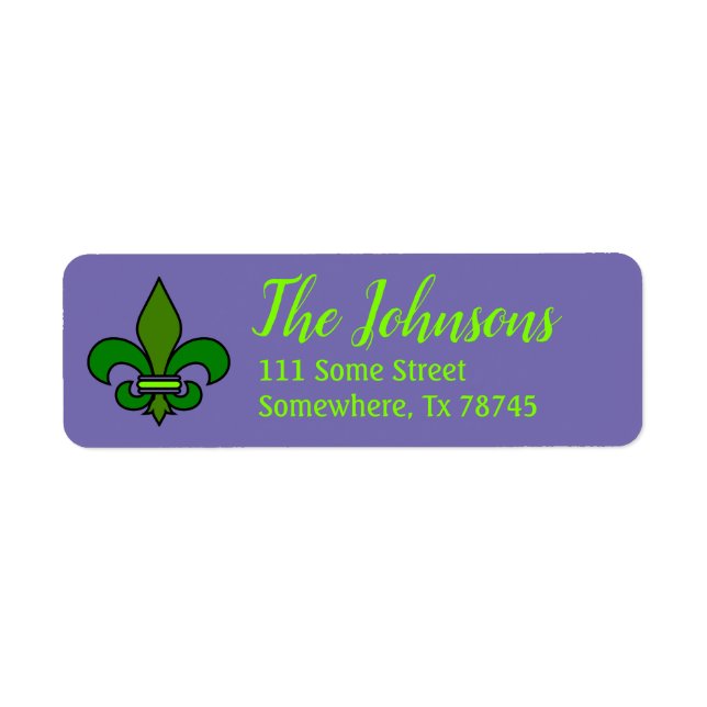 Étiquettes d'adresse de retour Fleur de Lis Mardi  (Devant)
