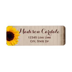 Étiquettes d'adresse de retour Fleur de Tournesol