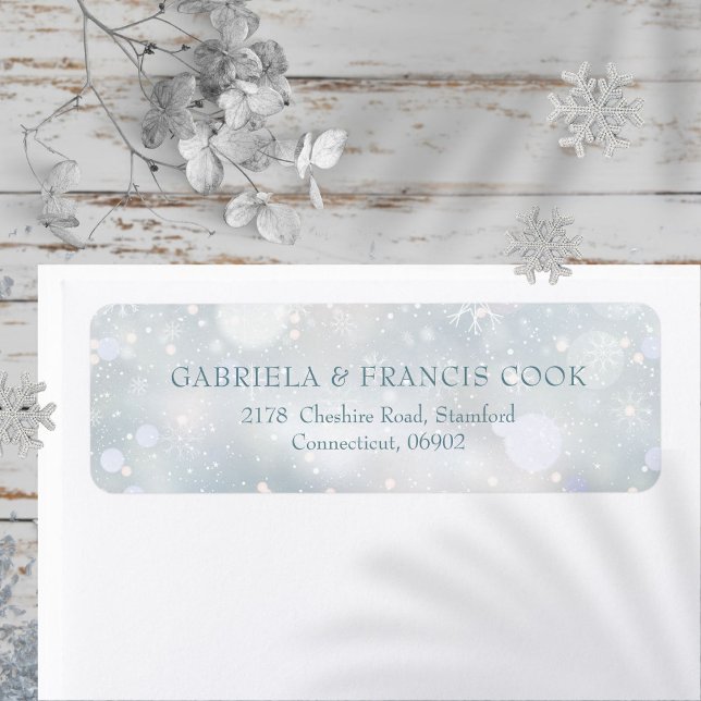 Étiquettes d'adresse de retour Flocons de neige él (Elegant Winter Snowflakes Return Address Label)