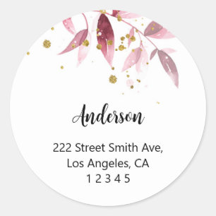 Étiquettes d'adresse de retour florales