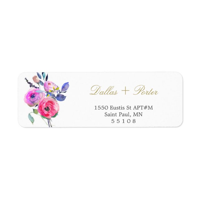 Étiquettes d'adresse de retour florales (Devant)