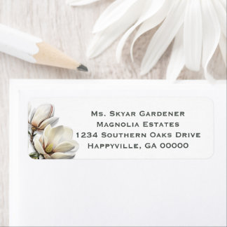 Étiquettes d'adresse de retour florales de Magnoli