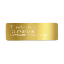 Étiquettes d'adresse de retour Gold Metallic Custo