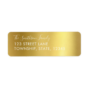 Étiquettes d'adresse de retour Gold Metallic Custo