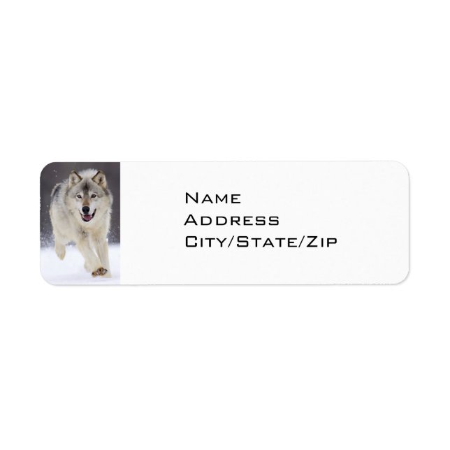ÉTIQUETTES D'ADRESSE DE RETOUR GRAY WOLF NEIGE (Devant)