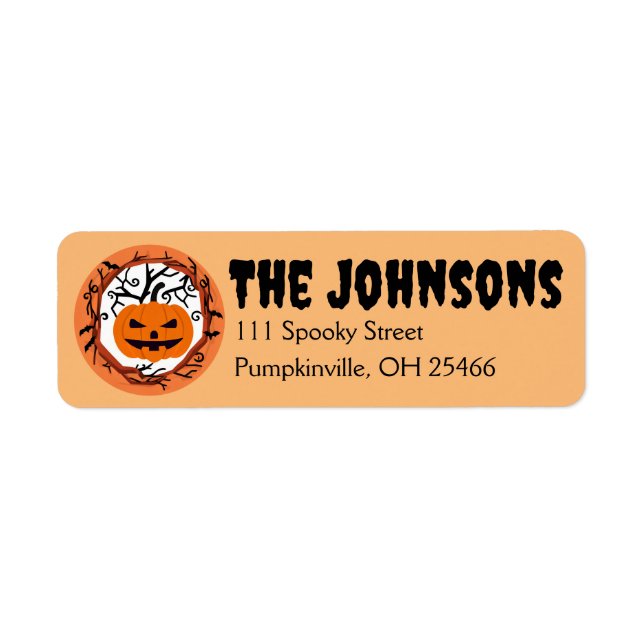Étiquettes d'adresse de retour Halloween Citrouill (Devant)