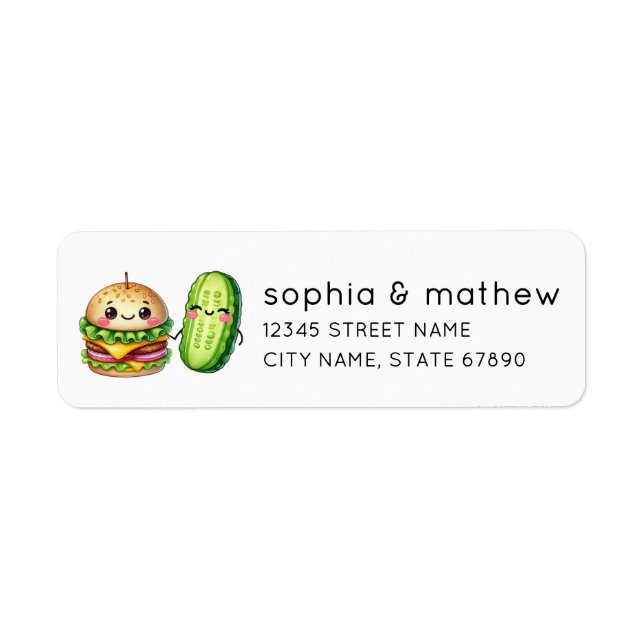 Étiquettes d'adresse de retour Hamburger et Pickle (Devant)