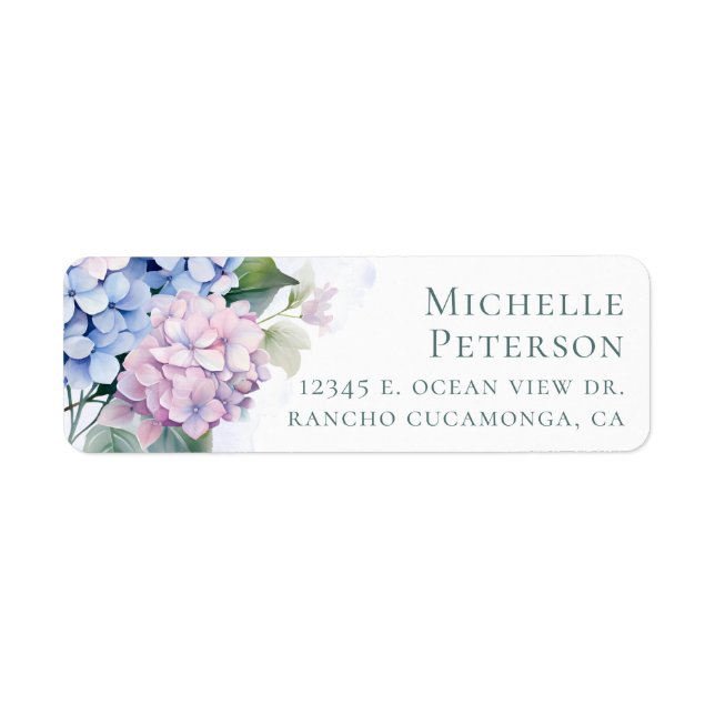 Étiquettes d'adresse de retour Hydrangeas 100e ann (Devant)