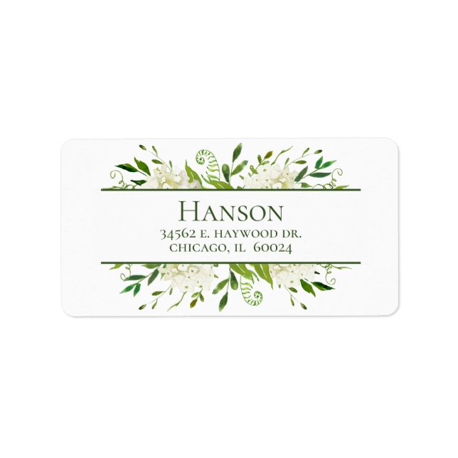 Étiquettes d'adresse de retour Hydrangeas blanches (Devant)