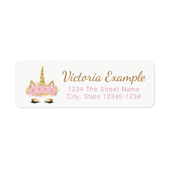 Étiquettes d'adresse de retour Licorne (Devant)