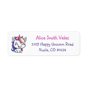 Étiquettes d'adresse de retour Licorne Heureuse qu