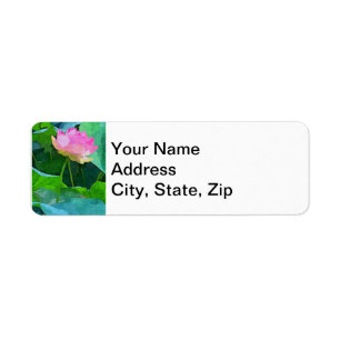 Étiquettes d'adresse de retour Lotus Abstrait rose