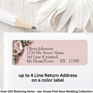 Étiquettes d'adresse de retour, mariage Roses rose