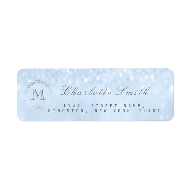 Étiquettes d'adresse de retour Monogram Silver Par (Devant)