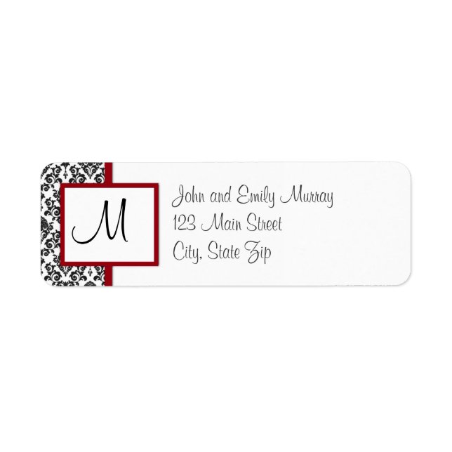 Étiquettes d'adresse de retour Monogramme (Devant)