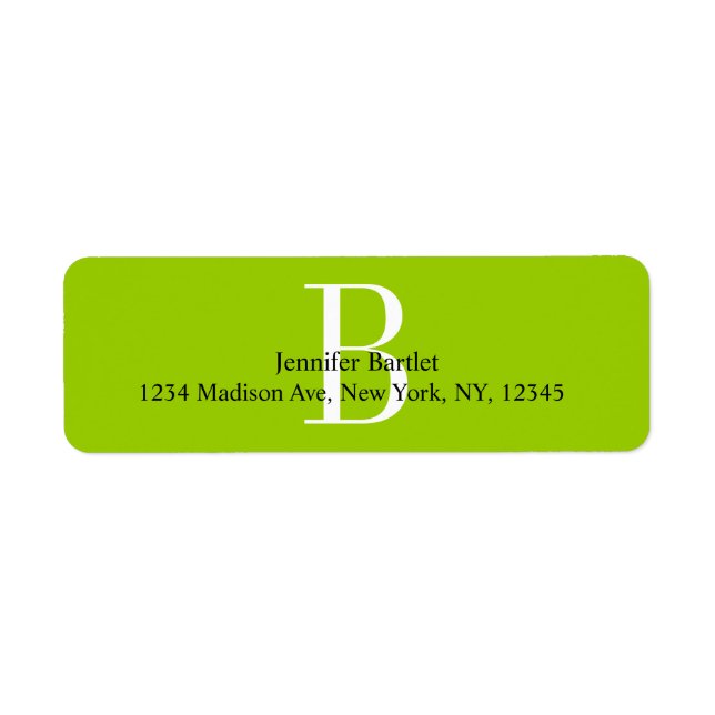 Étiquettes d'adresse de retour Monogramme B vert (Devant)