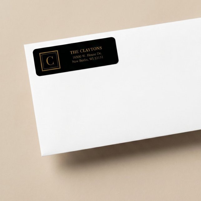 Étiquettes d'adresse de retour monogramme encadré  (Créateur téléchargé)