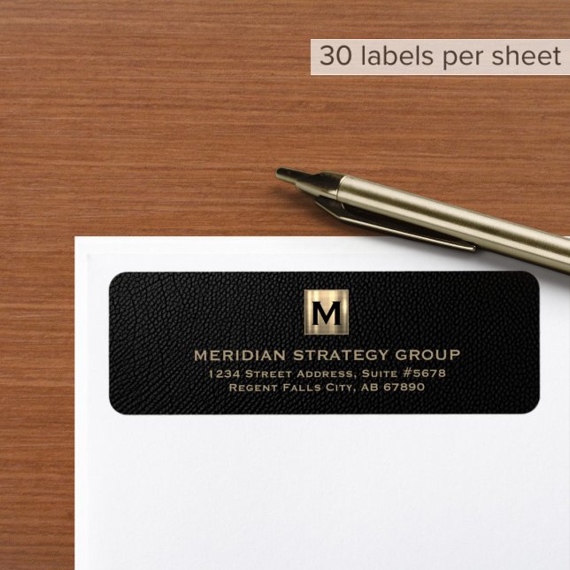 Étiquettes d'adresse de retour Monogramme luxueuse (Créateur téléchargé)