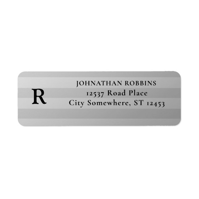 Étiquettes d'adresse de retour Monogramme Rayures  (Devant)