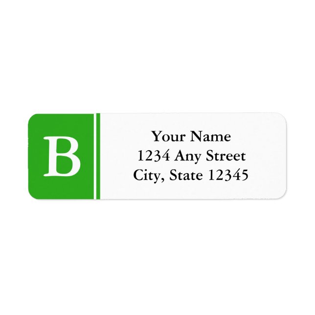 Étiquettes d'adresse de retour Monogrammes vert et (Devant)